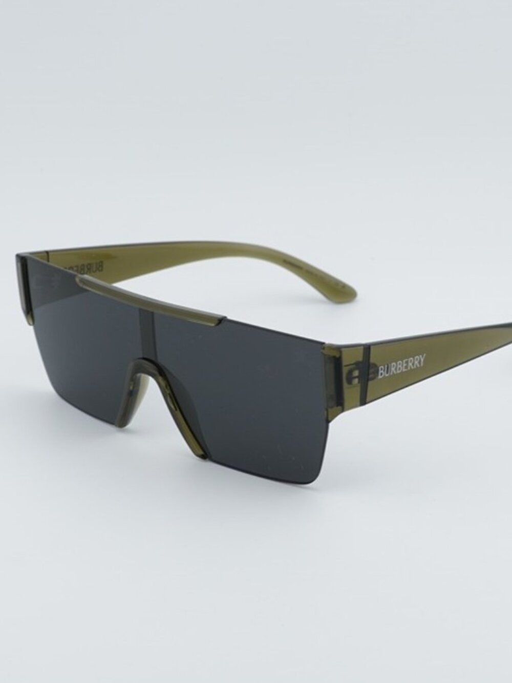 Burberry BE4291 42687 Sunglasses Green Shield Frame, Grey Lenses